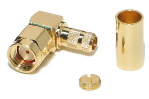 SMA-CONNECTOR Reverse MALE CRIMP ELBOW FOR RG58 CABLE