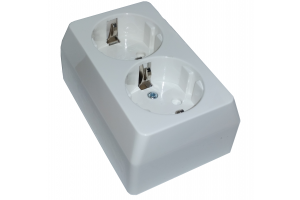 2-WAY OUTLET SOCKET, GROUNDED, SURFACE-MOUNTABLE