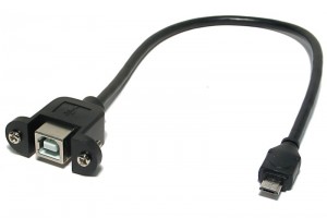 PANEL MOUNT USB CABLE TYPE-B FEMALE/MICRO MALE 30cm