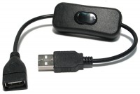 USB CABLE A-MALE/FEMALE WITH SWITCH 20cm