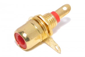RCA PANEL CONNECTOR GOLD-PLATED RED