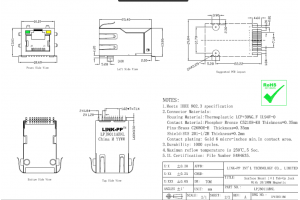 RJ45 10/100 KULMA SMD muuntajilla