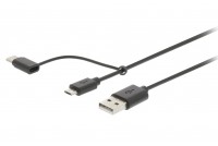 USB-2.0 KAAPELI A-UROS /microB UROS 1m+C-Adap
