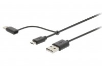 USB-2.0 KAAPELI A-UROS /microB UROS 1m+C-Adapteri