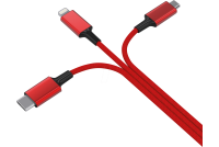 USB CABLE A-USB-C/microUSB/Lightning 1.2m red