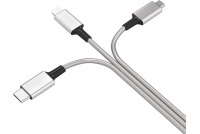 USB-KAAPELI A-USB-C/microUSB/Lightning 1,2m hopea