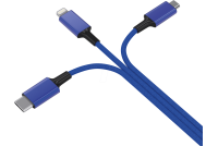 USB-CABLE A-USB-C/microUSB/Lightning 1.2m blue