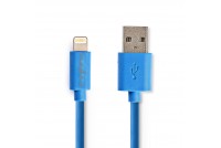 USB A MALE - LIGHTNING CABLE 1m BLUE