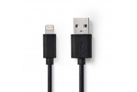 USB KAAPELI A-UROS / LIGHTNING 2m musta