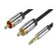 2x RCA UROS / 3,5mm STEREO-PLUGI KAAPELI 1m