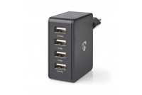 USB WALL CHARGER 5V 2x2,4A+2x1A