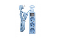 3-WAY EXTENNSION CORD WITH SWITCH 1.5M LIGHT BLUE