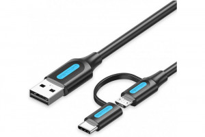 Vention USB-2.0 KAAPELI A-UROS/USB-C/microUSB 0,25m