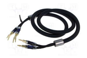 Cable banana plug x2,fork terminal 2x 1.5m black textile