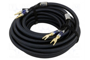Cable banana plug x2,fork terminal 2x 10m black textile