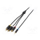 Cable Jack 2,5mm 4pin plug,RCA plug x3 1.5m