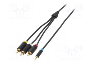 Cable Jack 2,5mm 4pin plug,RCA plug x3 1.5m