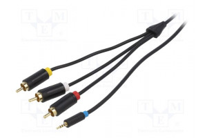 Cable Jack 2,5mm 4pin plug,RCA plug x3 2m