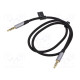 Cable Jack 3,5mm 4pin plug,both sides 0.5m black textile