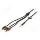 Cable Jack 3,5mm 4pin plug,RCA plug x3 1.5m black PVC 26AWG