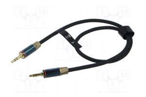 Cable Jack 3.5mm 3pin angled plug,both sides 0.5m textile