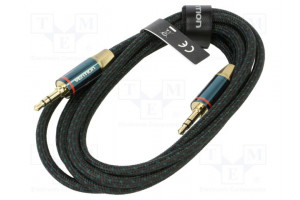Cable Jack 3.5mm 3pin angled plug,both sides 1.5m textile