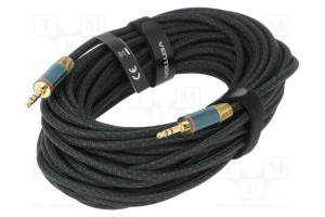 Cable Jack 3.5mm 3pin angled plug,both sides 10m textile