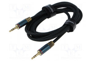 Cable Jack 3.5mm 3pin angled plug,both sides 2m textile