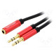 Cable Jack 3.5mm 3pin plug x2,Jack 3.5mm 4pin socket 0.3m