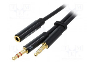 Cable Jack 3.5mm 3pin plug x2,Jack 3.5mm 4pin socket 0.3m