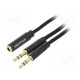 Cable Jack 3.5mm 3pin plug x2,Jack 3.5mm 4pin socket 0.6m