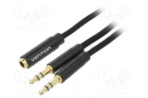 Cable Jack 3.5mm 3pin plug x2,Jack 3.5mm 4pin socket 1m
