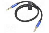 Kaapeli Jack 3,5mm 3pin pistoke,molemmin puolin 0,5m musta