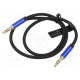 Cable Jack 3.5mm 3pin plug,both sides 0.5m black textile