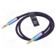 Cable Jack 3.5mm 3pin plug,both sides 0.5m black textile