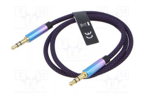 Cable Jack 3.5mm 3pin plug,both sides 0.5m black textile