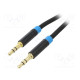 Kaapeli Jack 3,5mm 3pin pistoke,molemmin puolin 0,5m musta