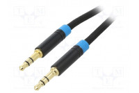 Cable Jack 3.5mm 3pin plug,both sides 0.5m black textile