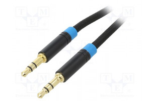 Kaapeli Jack 3,5mm 3pin pistoke,molemmin puolin 0,5m musta