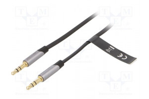 Kaapeli Jack 3,5mm 3pin pistoke,molemmin puolin 1,5m musta