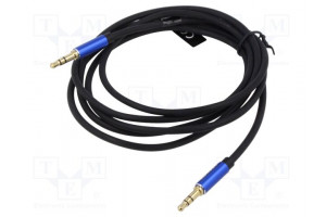 Cable Jack 3.5mm 3pin plug,both sides 1.5m black blue