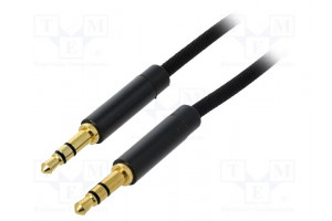 Kaapeli Jack 3,5mm 3pin pistoke,molemmin puolin 1,5m musta