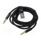 Cable Jack 3.5mm 3pin plug,both sides 1.5m black textile