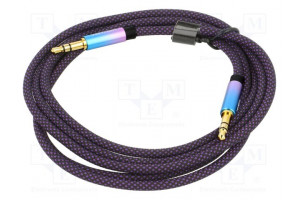 Cable Jack 3.5mm 3pin plug,both sides 1.5m black textile
