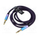 Cable Jack 3.5mm 3pin plug,both sides 1m Plating: gold-plated