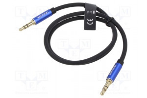 Cable Jack 3.5mm 3pin plug,both sides 1m Plating: gold-plated