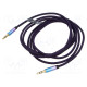 Cable Jack 3.5mm 3pin plug,both sides 2m Plating: gold-plated