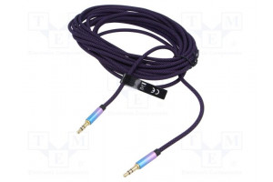 Cable Jack 3.5mm 3pin plug,both sides 5m Plating: gold-plated