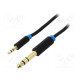 Kaapeli Jack 3,5mm 3pin pistoke,Jack 6,3 mm 3pin pistoke 2m