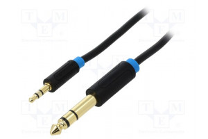 Kaapeli Jack 3,5mm 3pin pistoke,Jack 6,3 mm 3pin pistoke 2m